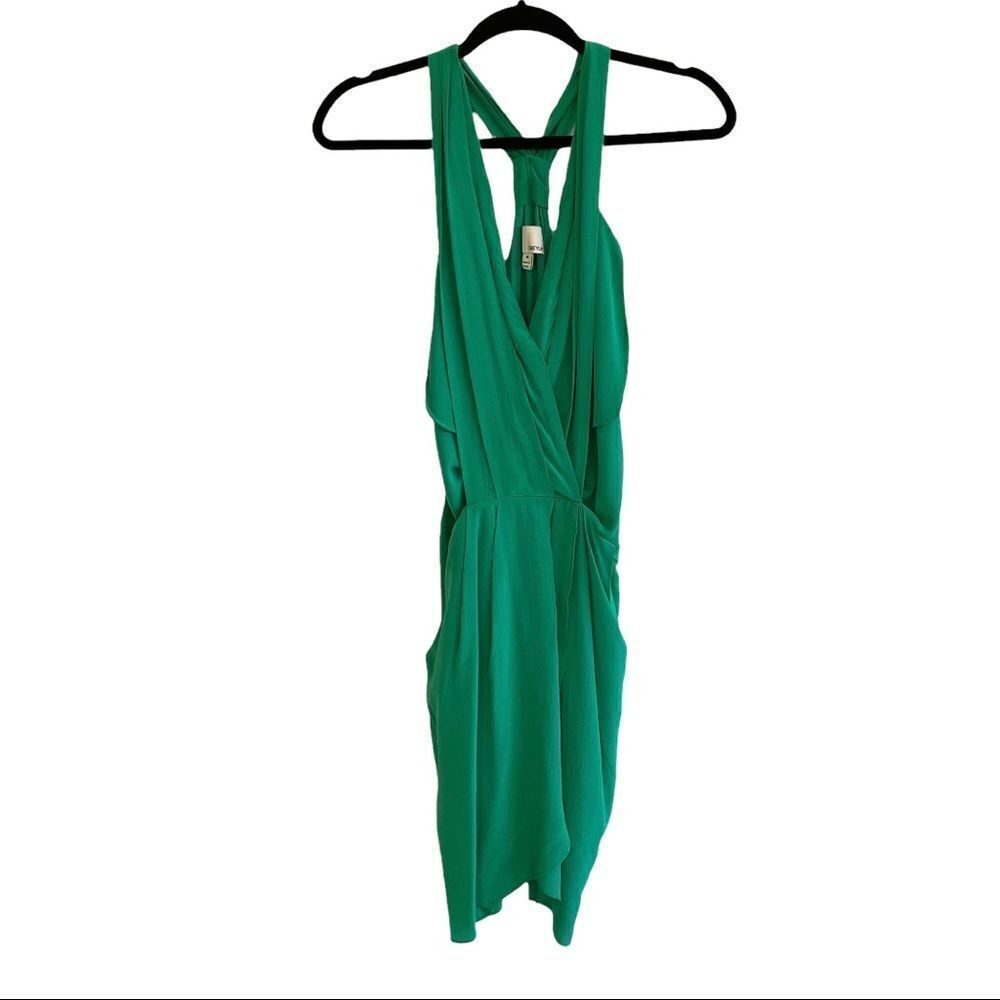 Greylin Maggie Kelly Green Pleated 100% Silk Mini Dress - Picture 5 of 12